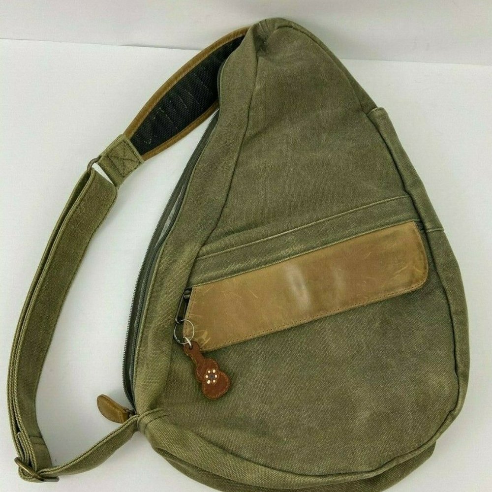 AmeriBag LL Bean Green Canvas  Leather Sling Bag